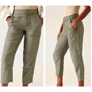 Athleta Voyager Linen Pant Size 4, Olive Green Business Casual Beach Summer